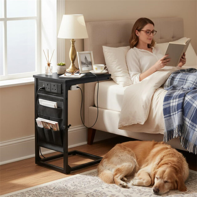 Side Table Living Room Bedside Tables For Bedroom Wooden End Tables Home Office Bamboo Sofa Table Nightstand With Casters Storage