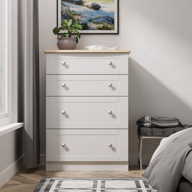 Sussex 4 Drawer Deep Chest in Grey Ash & Bardolino Oak (Ready Assembled)