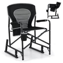 Outdoor Black Rocker Camping Chair Portable Foldable Rocking Chair