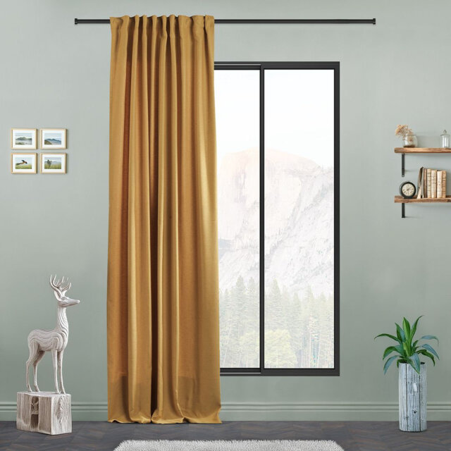 Extra Long & Extra Wide Faux Linen Decorative Curtain Single Panel