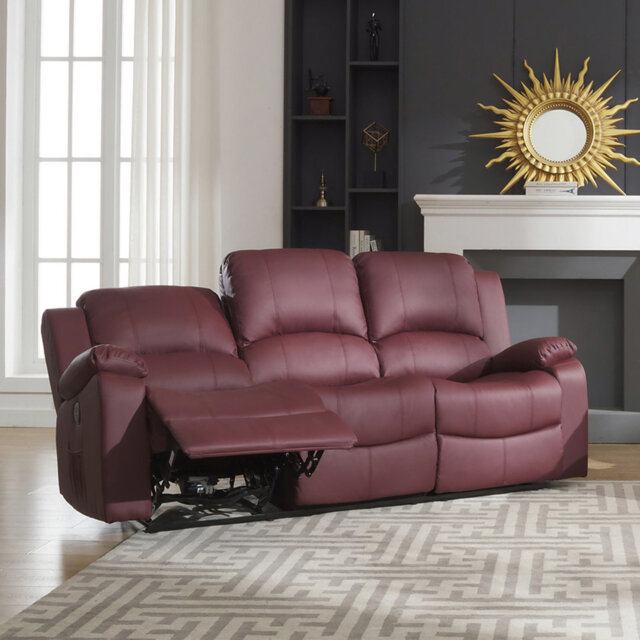 Abdoul 3 Seater Faux Leather Electric Reclining Sofa