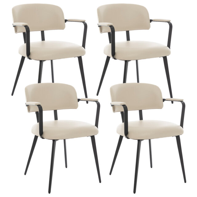 Windsor Contemporary Dining Chair With Sculptural Twisted Arms, PU Upholstered (Set of 4)