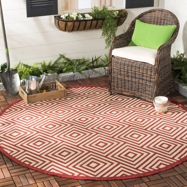 Mckinnon Hooked Indoor/ Outdoor Red/Cream Rug