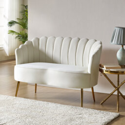 Donata 128cm W Modern Velvet 2 Seat Sofa with Tufted Flower-Shaped Back