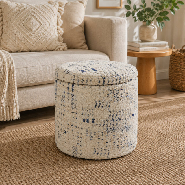 Abstract Upholstered Ottoman Footstool Pouffe for Living Room or Bedroom 40cm