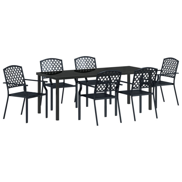 3 Piece Garden Dining Set Anthracite Steel