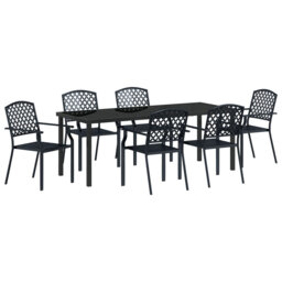 3 Piece Garden Dining Set Anthracite Steel