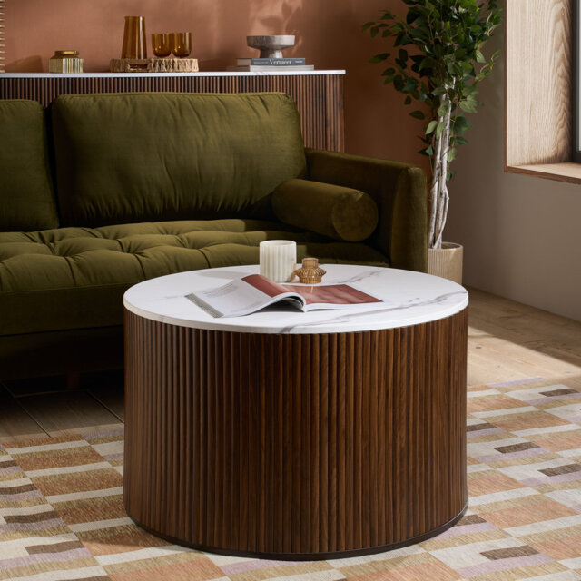 RUSSO Collection Fluted Coffee Table With Lift Up Storage