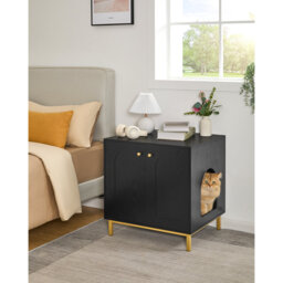 Cat Litter Box Enclosure, Hidden Litter Box Furniture with Double Doors, Wooden Pet House Side End Table, Tall Legs, 60 x 50 x 61 cm, Living Room, Bed