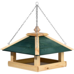 "The large ""Narsaq"" bird feeder features a hanging chain"