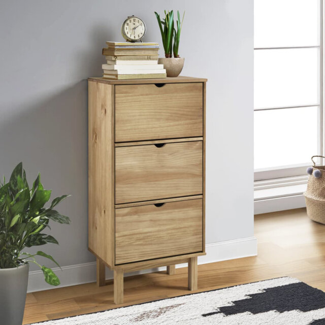 6 Pair Solid Wood Shoe Storage Cabinet