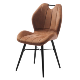 38cm H Microfiber / Microsuede Upholstered Metal Upholstered Back Side Chair in Brown