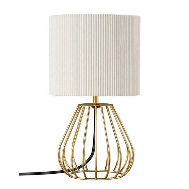 29cm Gold Metal Table Lamp With Linen Shade (Bulb Included)