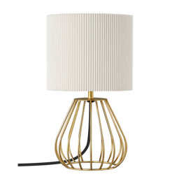 29cm Gold Metal Table Lamp With Linen Shade (Bulb Included)