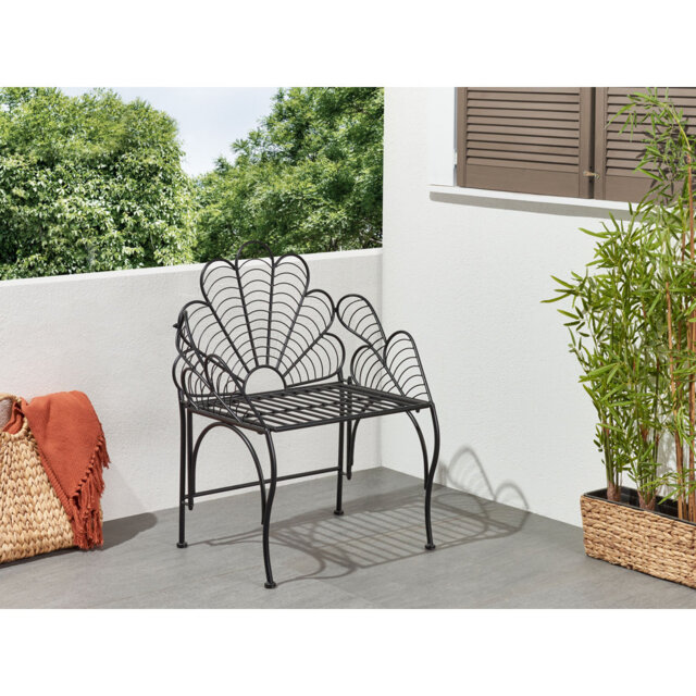 Metal Garden Accent Chair Black LIGURIA