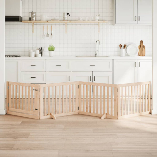 Archie & Oscar Dog Gate With Door Foldable 4 Panels 320 Cm Poplar Wood