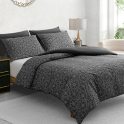 Microfiber Geometric Duvet Cover Set