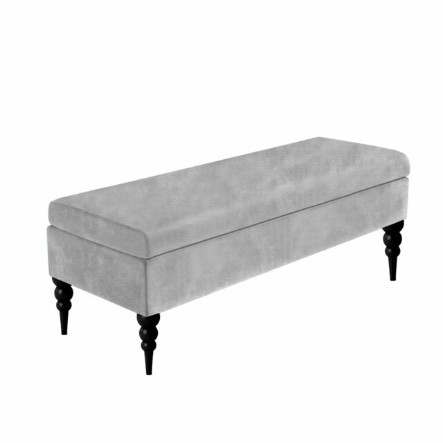 Safar Plain Upholstered Bench – Naples Shoe Bench Footstool with Storage & Turned Wooden Legs