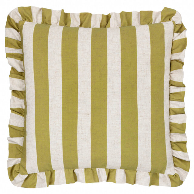 Striped Green Square Cushion Cover