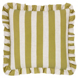 Striped Green Square Cushion Cover