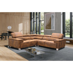 Calysta Leather Air Suede Look Corner Sofa with Adjustable Headrests