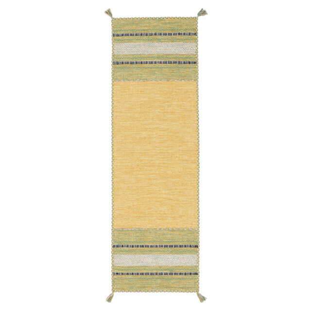 Azizi Striped Hand Woven Cotton Yellow Rug