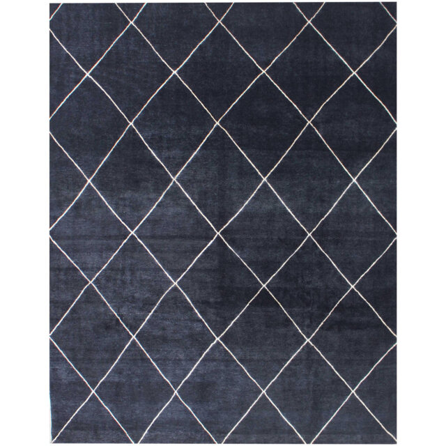 Handwoven 100% Wool Black Rug