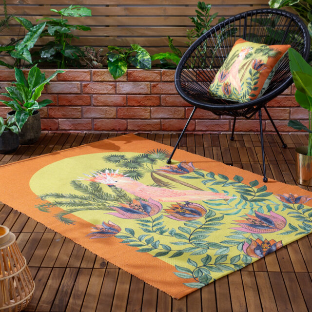 Polyester Pink/Orange/Green Indoor/Outdoor Rug