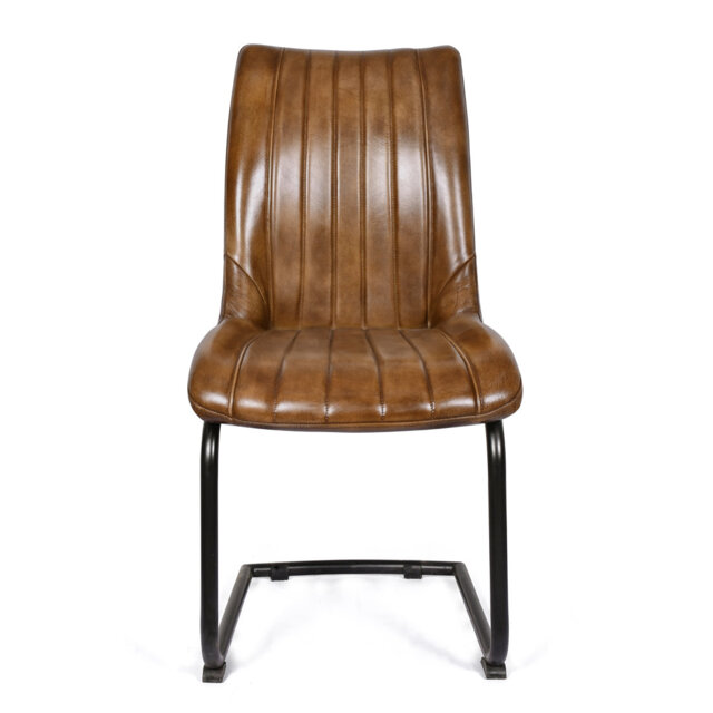 48cm H Genuine Leather Upholstered Dining Chair