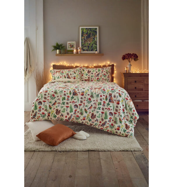 Autumn Animals Fleece Duvet Cover Set With Sherpa Bedding
