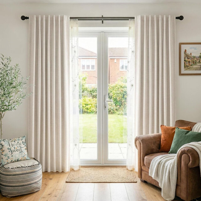 100% Blackout Cream Curtains 50 x 84 Inch, 2 Panels, Back Tab Rod Pocket Thermal Room Darkening Window Curtains for Bedroom