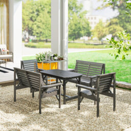 Cavern  5 Piece Wooden Garden Dining Set with Water-Resistant Fir Wood