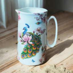 4 Pint Peacock Feather Jug Vase Home Decor