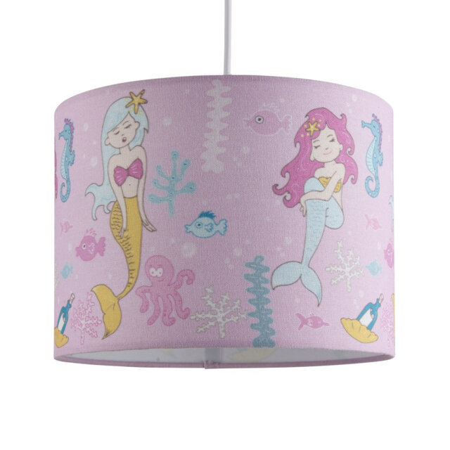 18cm H Fabric Lamp Shade in Multicoloured Underwater Digital Print
