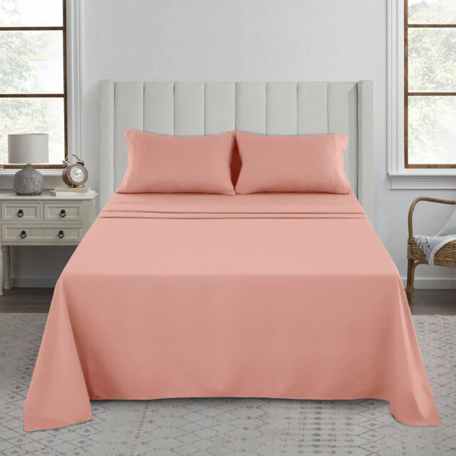 Percale Flat Sheet Solid Colour - Polycotton Single Double King Super King Size Easy Care - Machine Washable UK Yarn