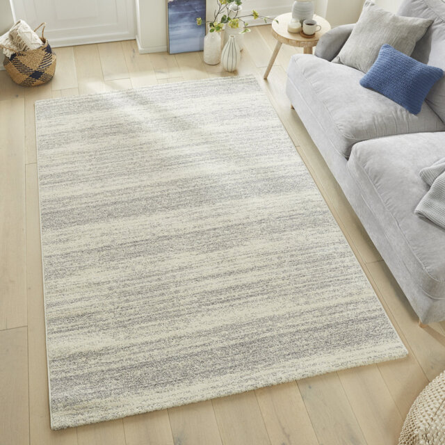 Plush White Grey Area Rug
