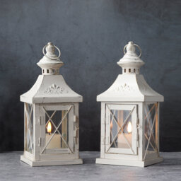 Set of 2 Decorative Candle Holder 27cm High Metal Hanging Lantern