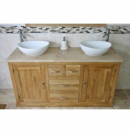 Degroot Solid Oak 1430mm Free-Standing Vanity Unit