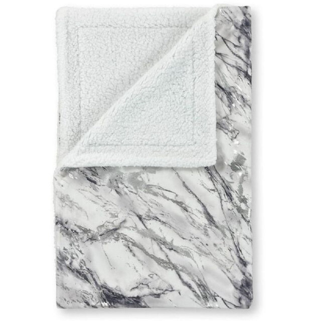 Hayslett Luxury Foil Printed Sherpa Backed Marble Throw Blanket