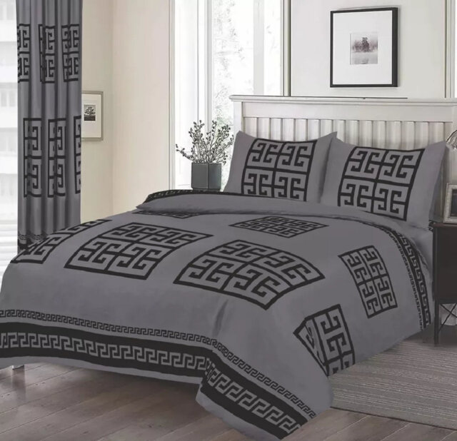 Greek Design Microfiber Bedding Set â Soft, Wrinkle-Resistant & Breathable â Includes Duvet Cover, Fitted Sheet & Pillowcases