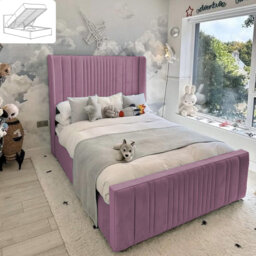 Monai Bed - Wingback Ottoman Storage with Plush Velvet Gas Lift and Headboard