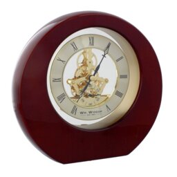 Roman Numeral Cherry Solid Wood Quartz Movement / Crystal Tabletop Clock in Dark Red