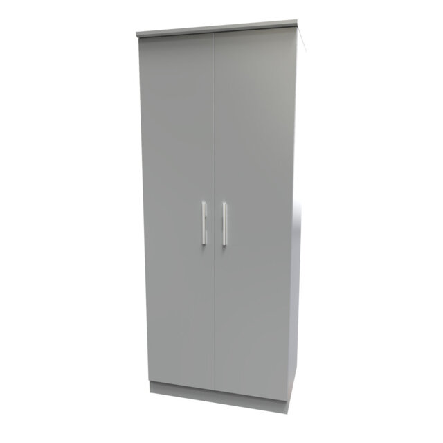 Bhaga 2 Door Wardrobe in White Matt & Bardolino Oak