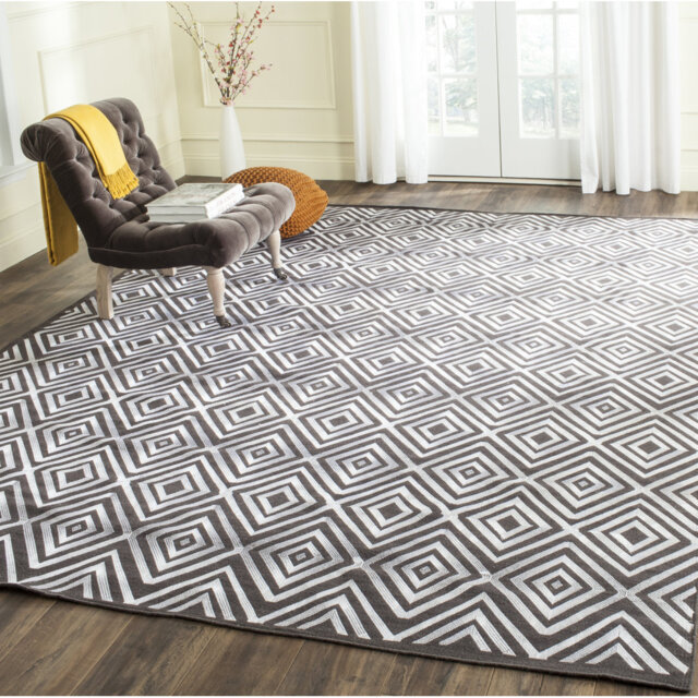 Oakley Handwoven Kilim Wool Charcoal Rug