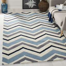 Walk Handmade Tufted Wool Grey/Blue/Beige Rug