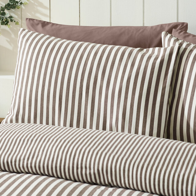 Brushed Stripe Cotton Reversible Duvet Cover Set