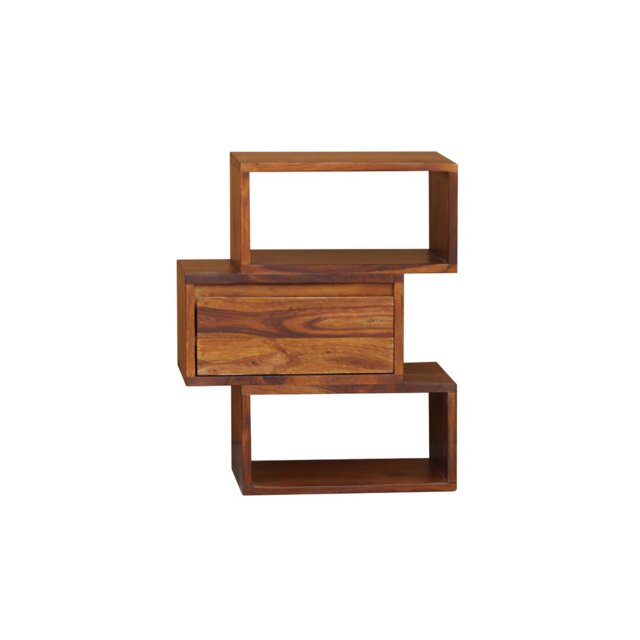Grand Isle Solid Wood Floor Shelf End Table