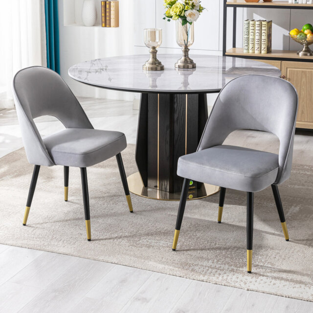 Adolina Modern Velvet Dining Chair Upholstered Armchair with Metal Legs