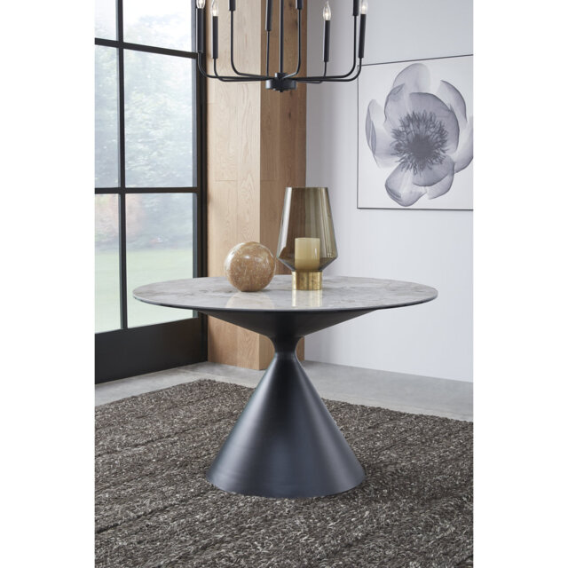 Round Stone Top Metal Base Dining Table