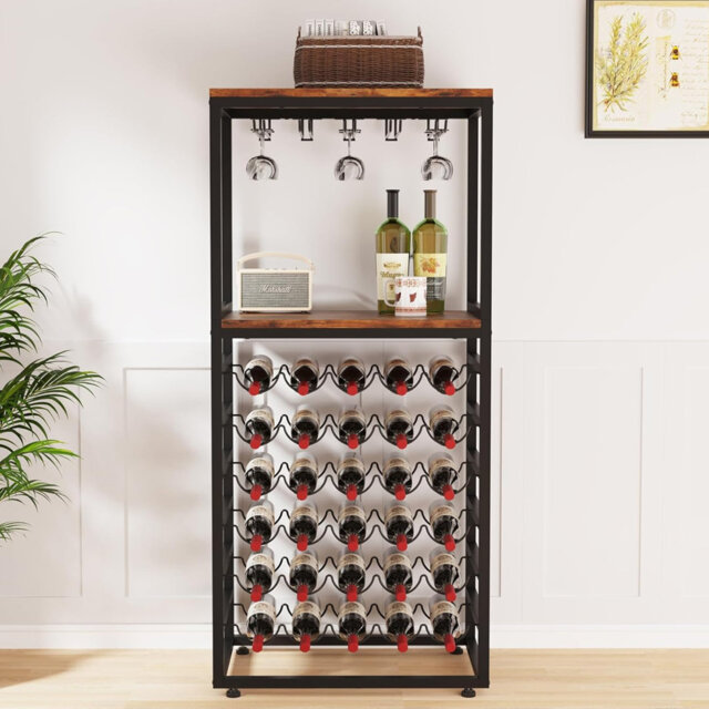 Benjie 30 Bottle Wine Bottle Glass Rack Rustic Brown by Wayfair